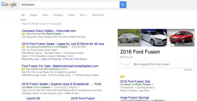 雪佛兰vs福特搜索引擎竞价案例